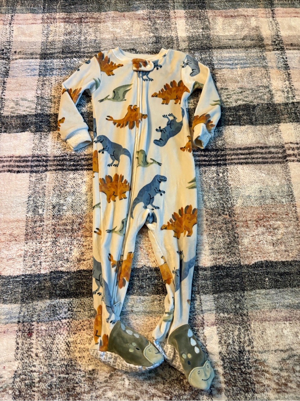 Caters Plush Velour Dino Footie Pajamas